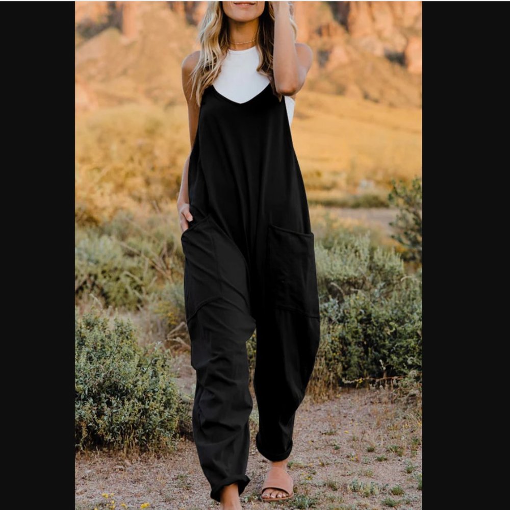 🌟NEW, CHIC* - Double Take V-Neck Sleeveless Jumpsuit with Pocket OFFERS WELCOME